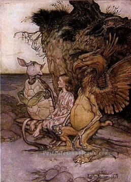 Alice au pays des merveilles L’histoire de Mock Turtles illustrateur Arthur Rackham Peinture à l'huile